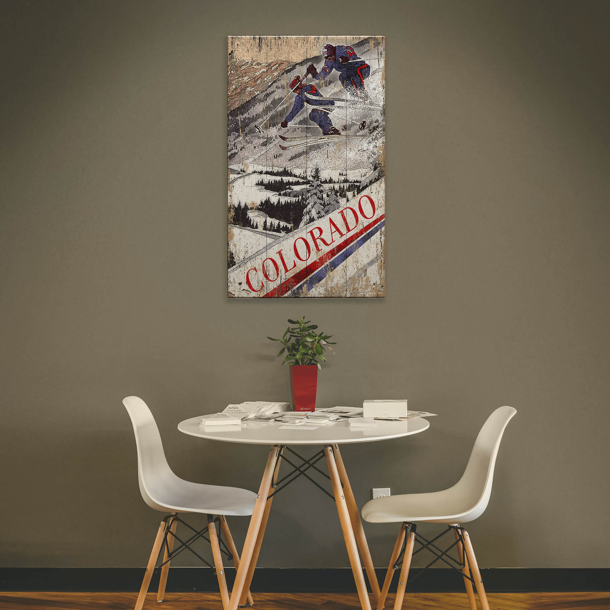 Mountain Ski Rush - Wood & Metal Wall Art