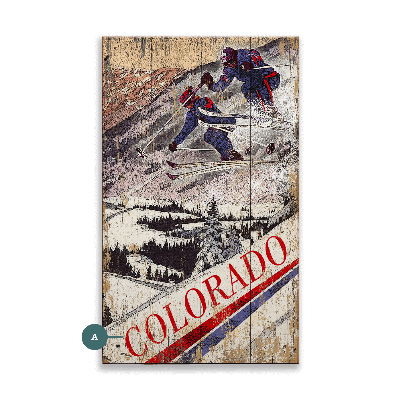 Mountain Ski Rush - Wood & Metal Wall Art