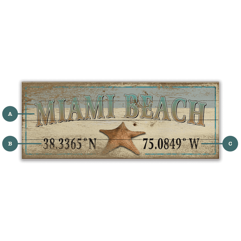 Starfish Latitude - Wood & Metal Wall Art