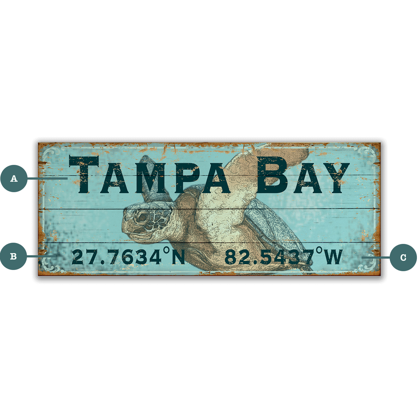 Sea Turtle Latitude - Wood & Metal Wall Art