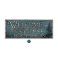 Welcome to Lake Coordinates Sign - Wood & Metal Wall Art