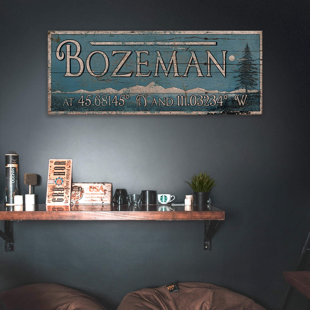 Moonlit Mountains Latitude - Wood & Metal Wall Art