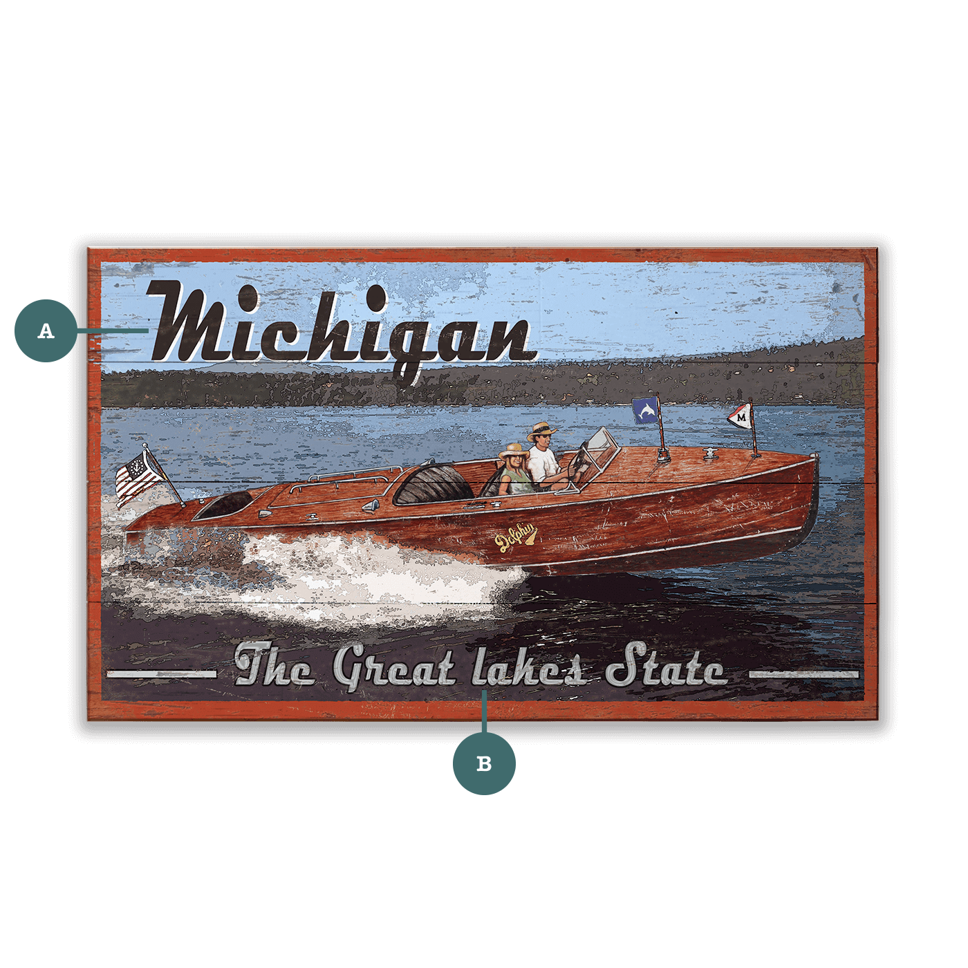 The Great Lakes State Vintage Boating Sign - Wood & Metal Wall Art