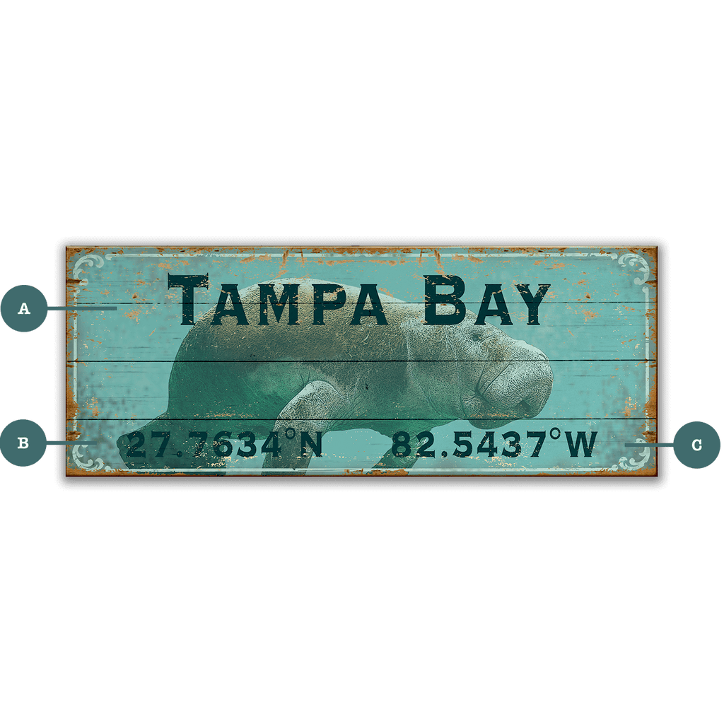 Manatee Latitude - Wood & Metal Wall Art