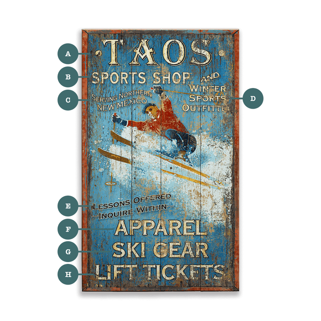 Winter Sports Shop - Wood & Metal Wall Art