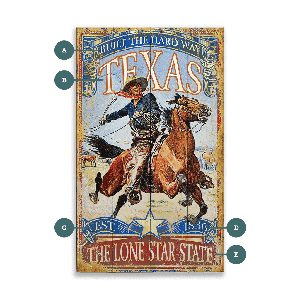 Lone Star State Cowboy - Wood & Metal Wall Art