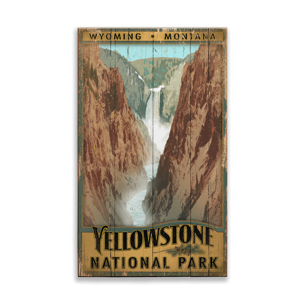 Lower Falls at Yellowstone National Park - Wood & Metal Wall Art