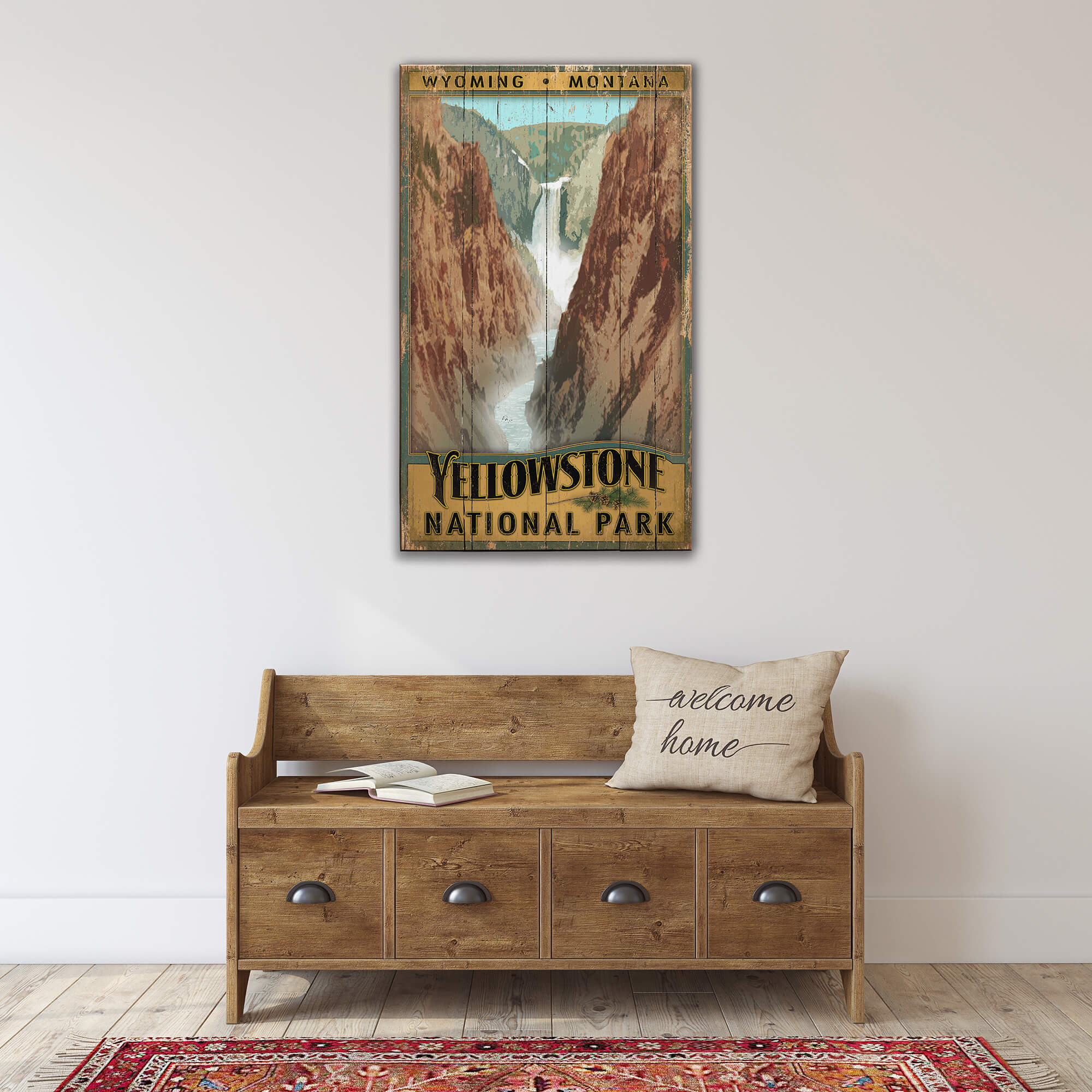 Lower Falls at Yellowstone National Park - Wood & Metal Wall Art