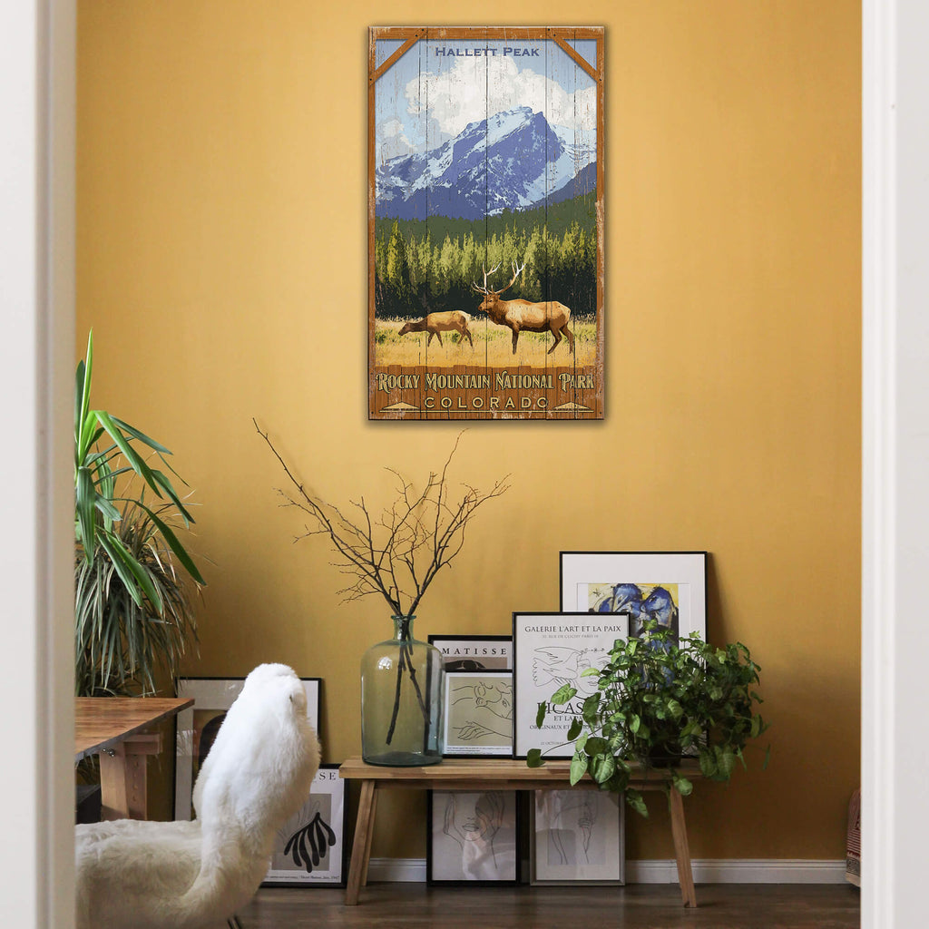 Rocky Mountain National Park: Hallett Peak - Wood & Metal Wall Art