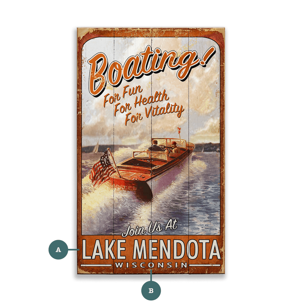 Vintage Wood Speed Boat - Wood & Metal Wall Art
