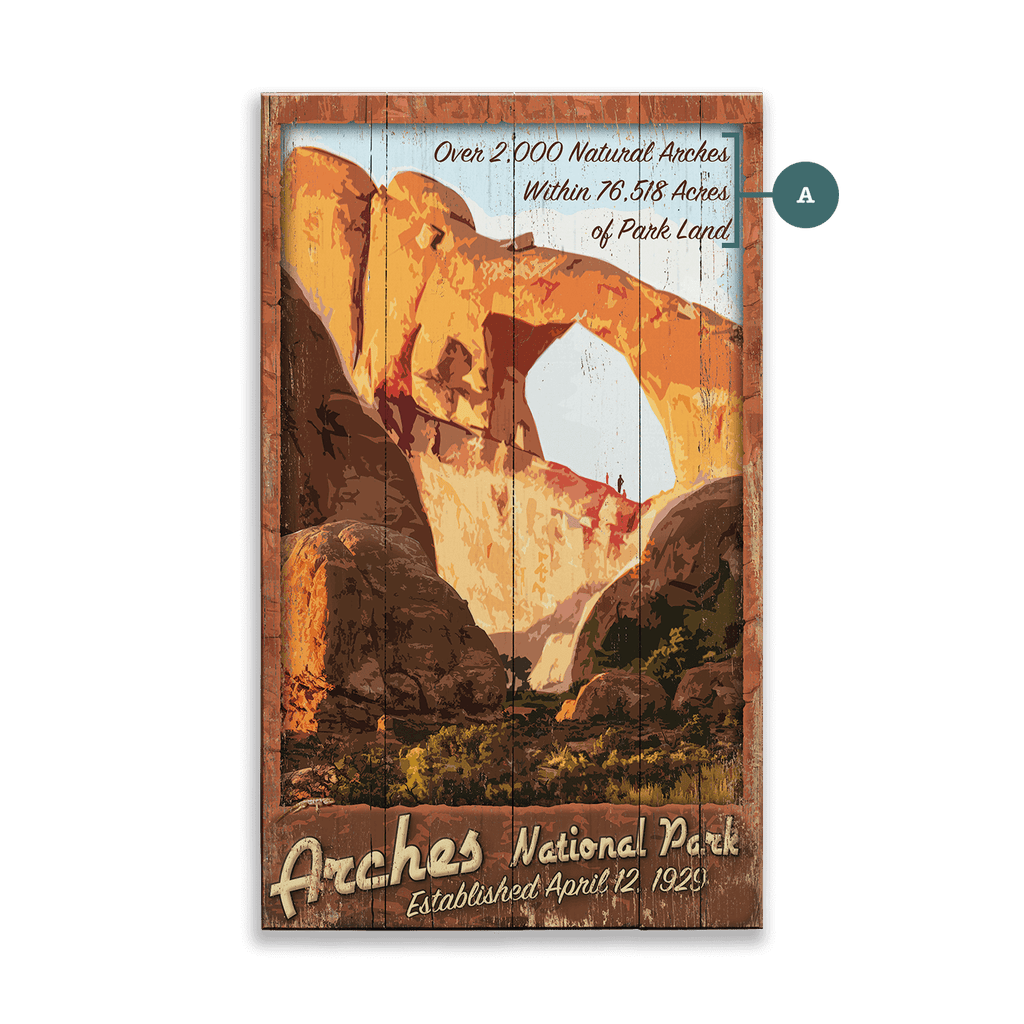 Arches National Park: Historic 1929 Edition - Wood & Metal Wall Art
