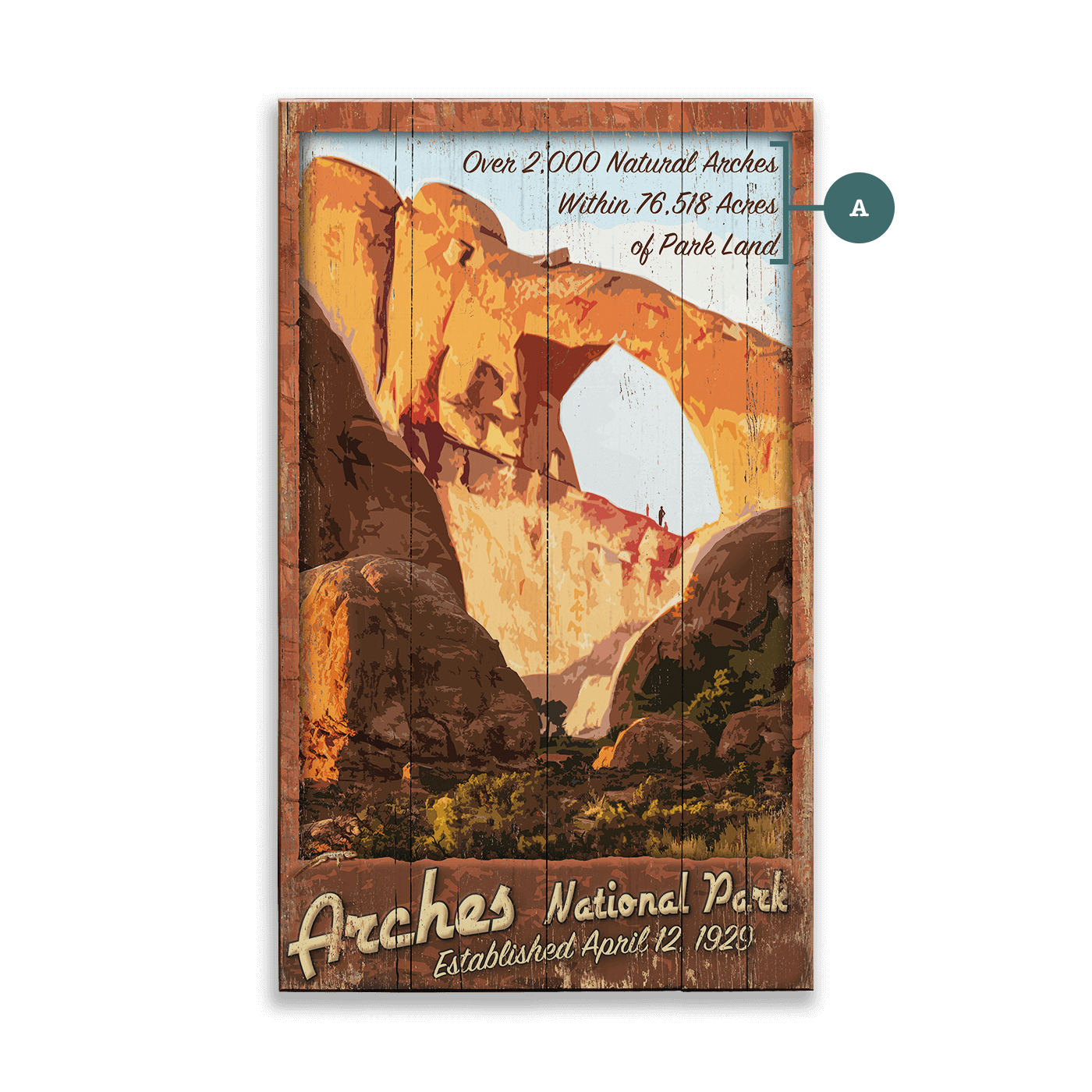 Arches National Park: Historic 1929 Edition - Wood & Metal Wall Art