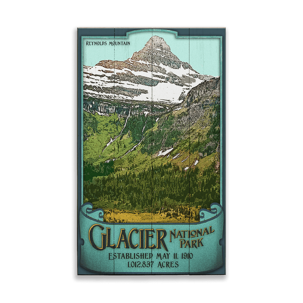 Reynolds Mountain at Glacier National Park: Smooth Finish - Wood & Metal Wall Art