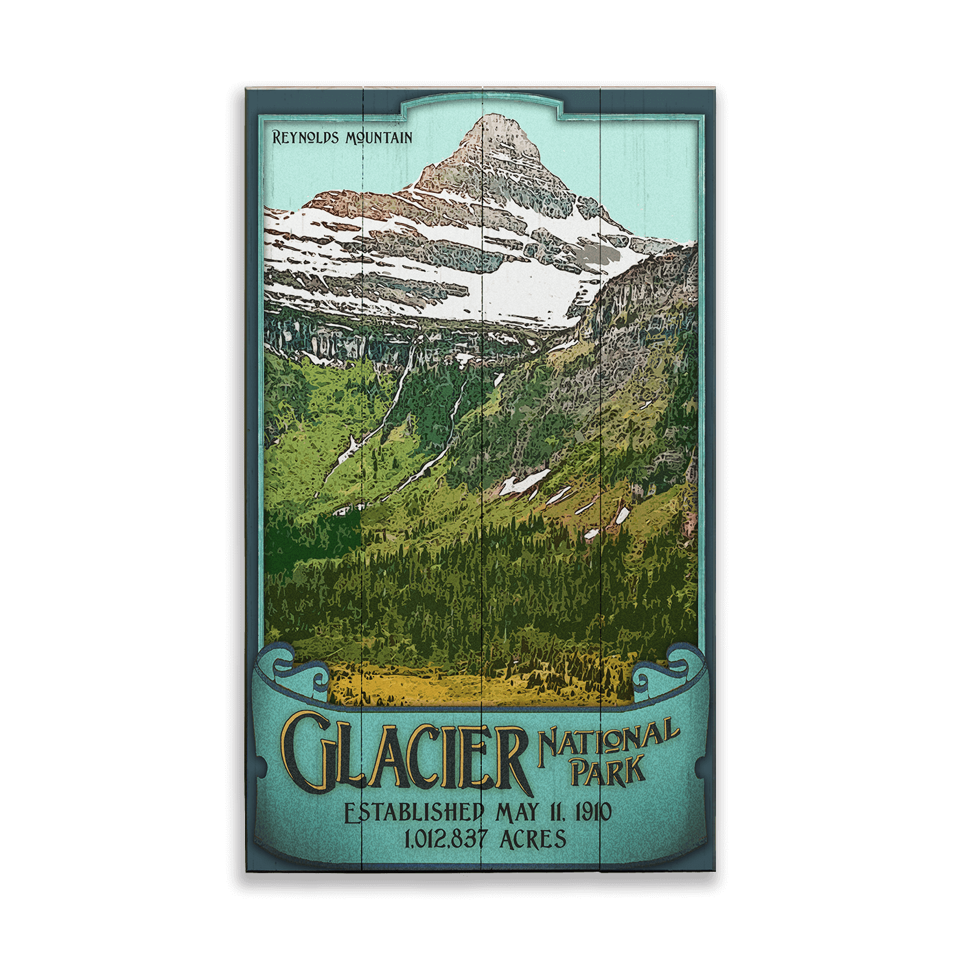 Reynolds Mountain at Glacier National Park: Smooth Finish - Wood & Metal Wall Art