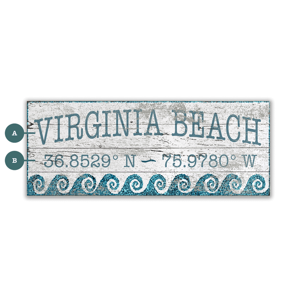 Coastal Town Latitude - Wood & Metal Wall Art