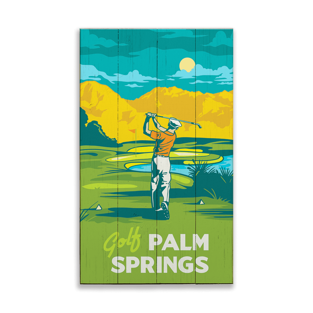 Palm Springs Golf: Smooth Finish - Wood & Metal Wall Art