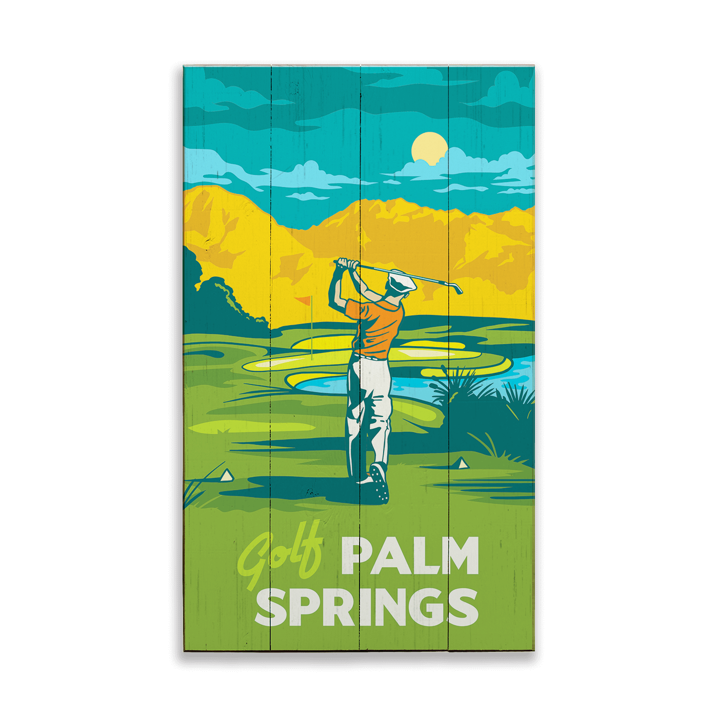 Palm Springs Golf: Smooth Finish - Wood & Metal Wall Art