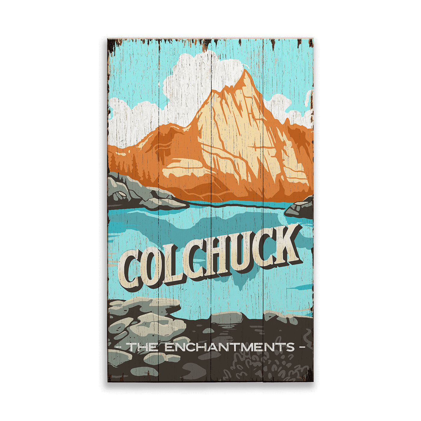 Colchuck: The Enchantments: Distressed Finish - Wood & Metal Wall Art