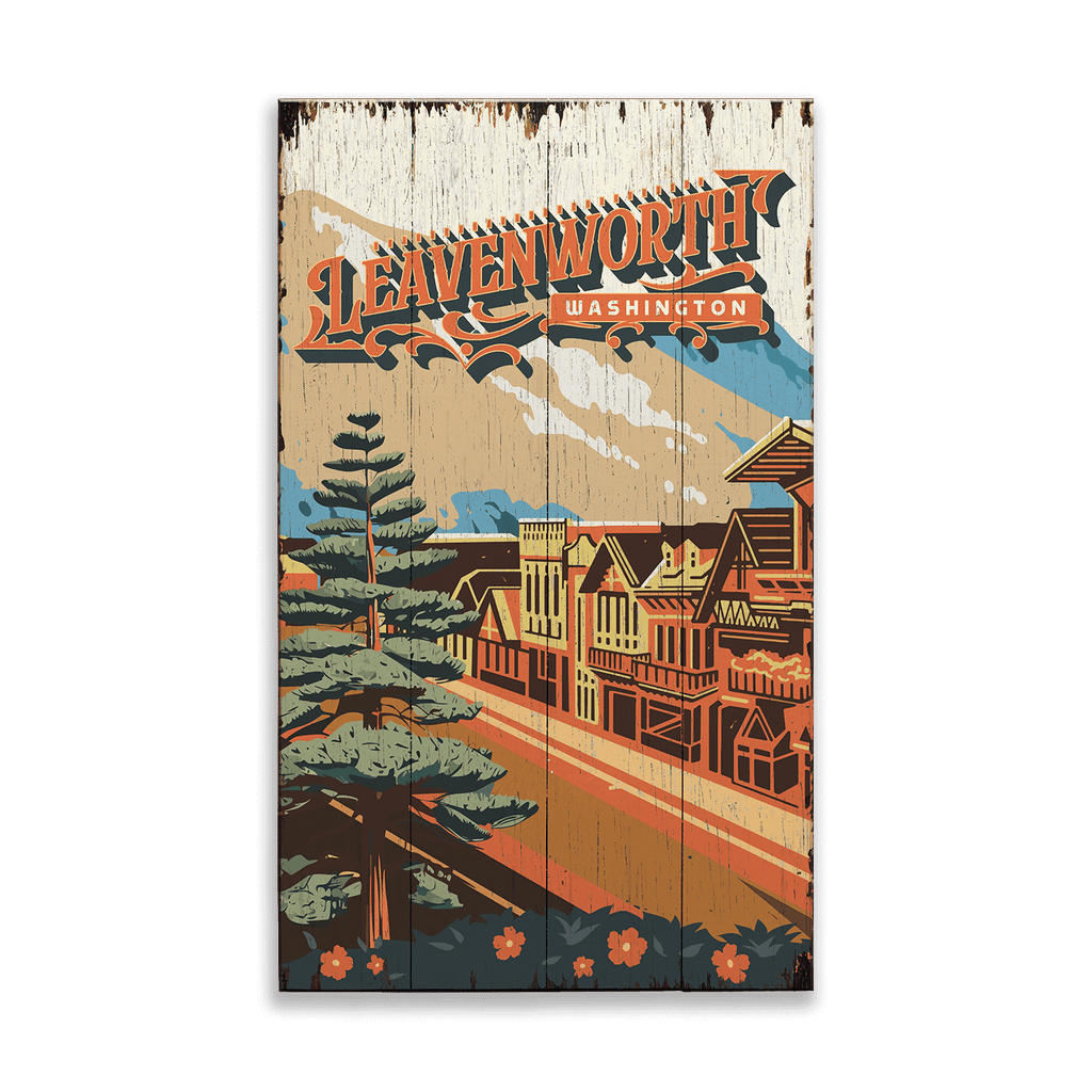Leavenworth, Washington: Distressed Finish - Wood & Metal Wall Art