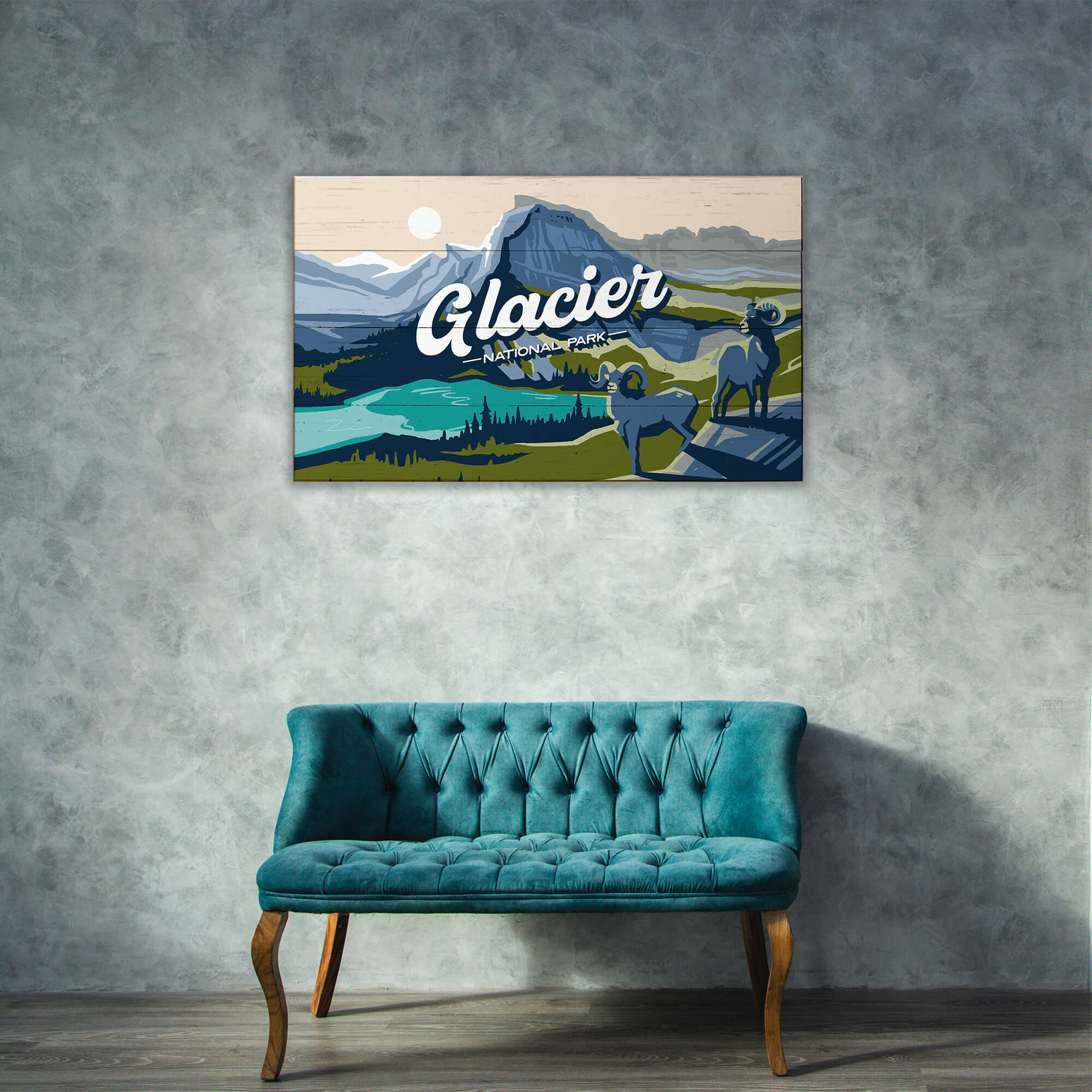 Big Horn Sheep at Glacier National Park: Smooth Finish - Wood & Metal Wall Art