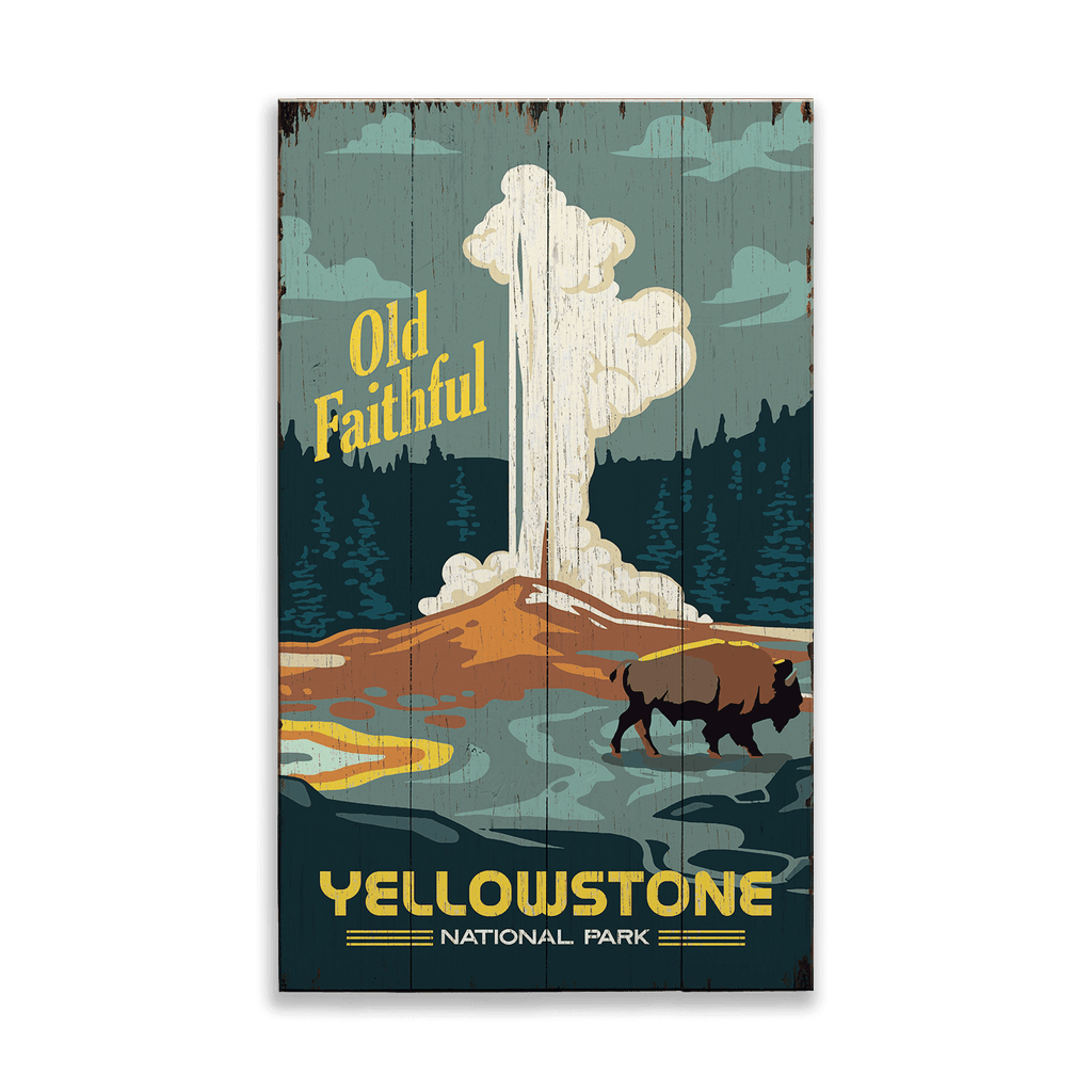 Old Faithful Yellowstone National Park - Wood & Metal Wall Art