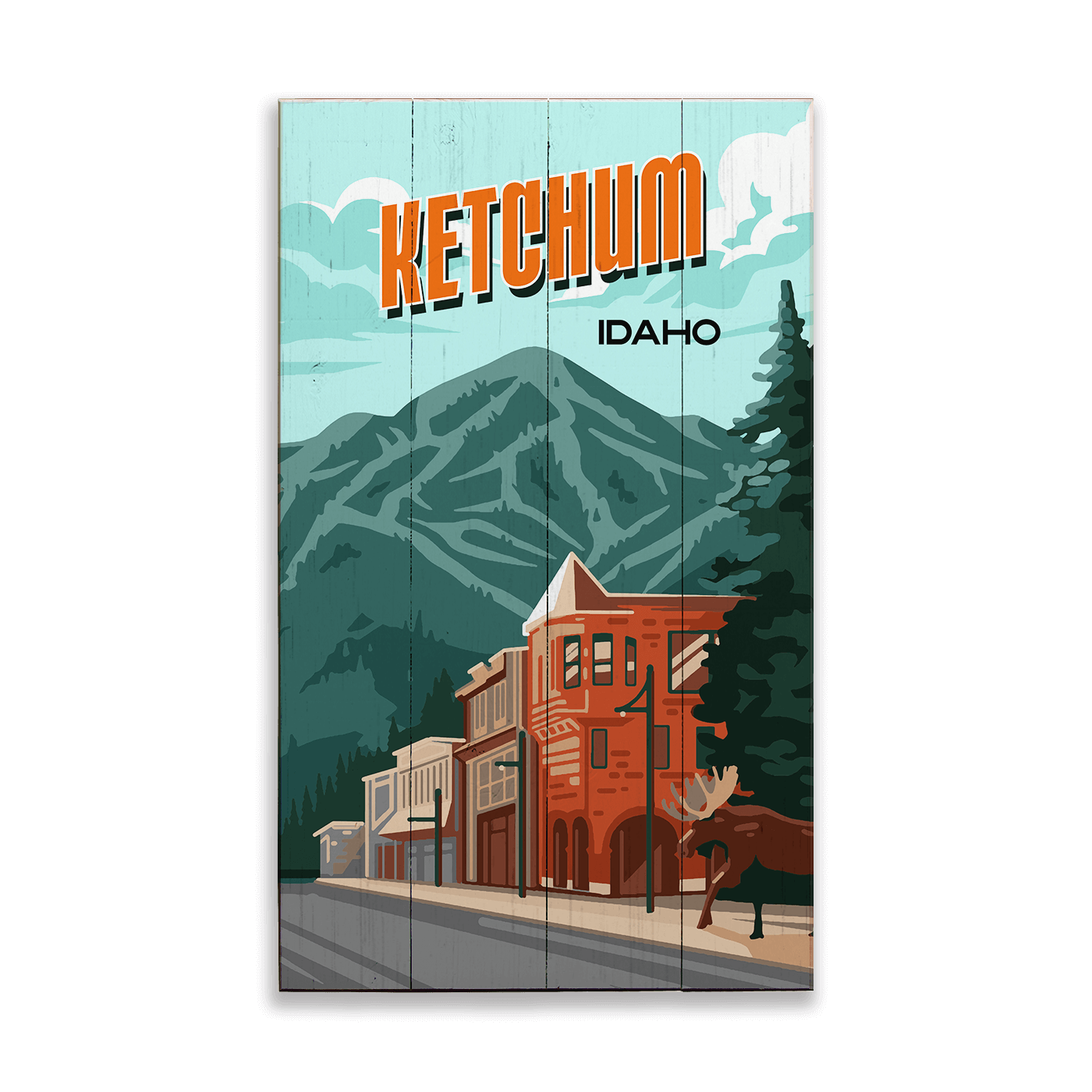 Ketchum & Bald Mountain: Smooth Finish - Wood & Metal Wall Art
