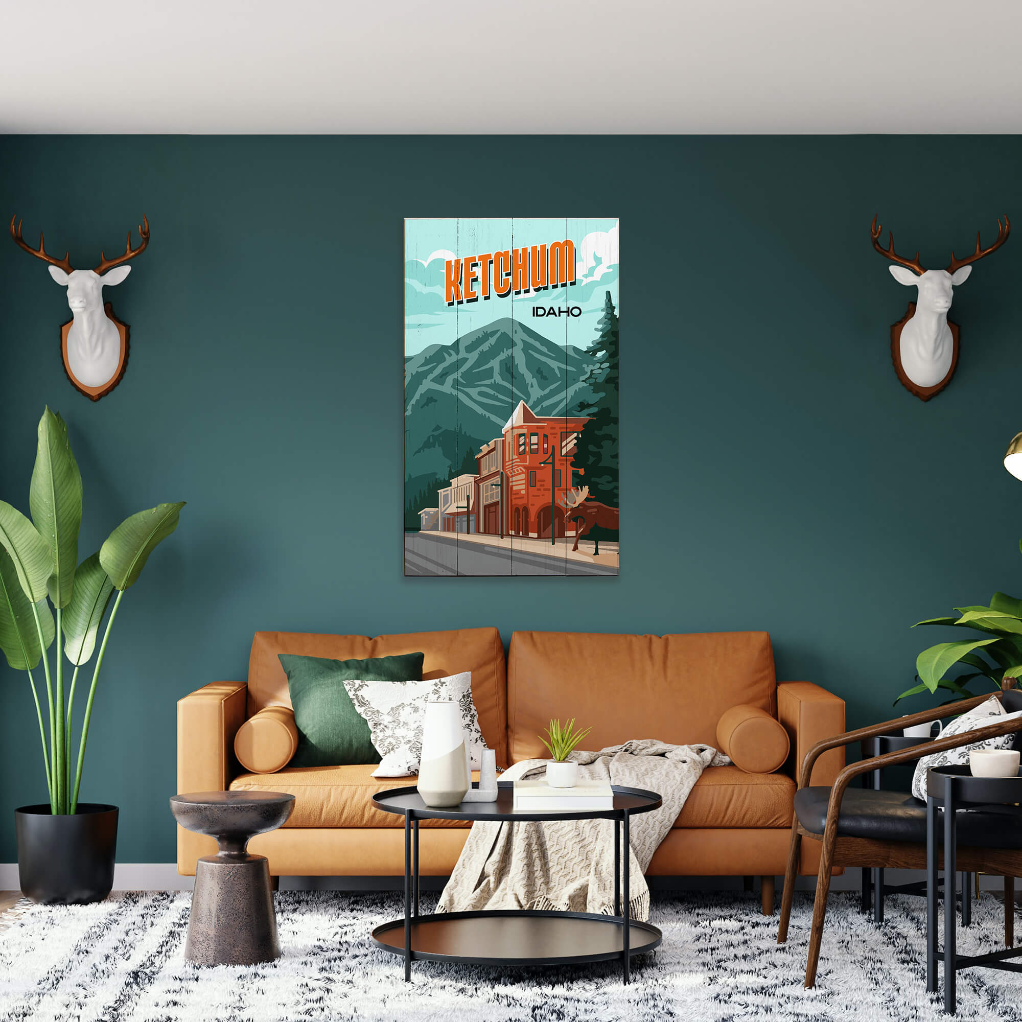 Ketchum & Bald Mountain: Smooth Finish - Wood & Metal Wall Art