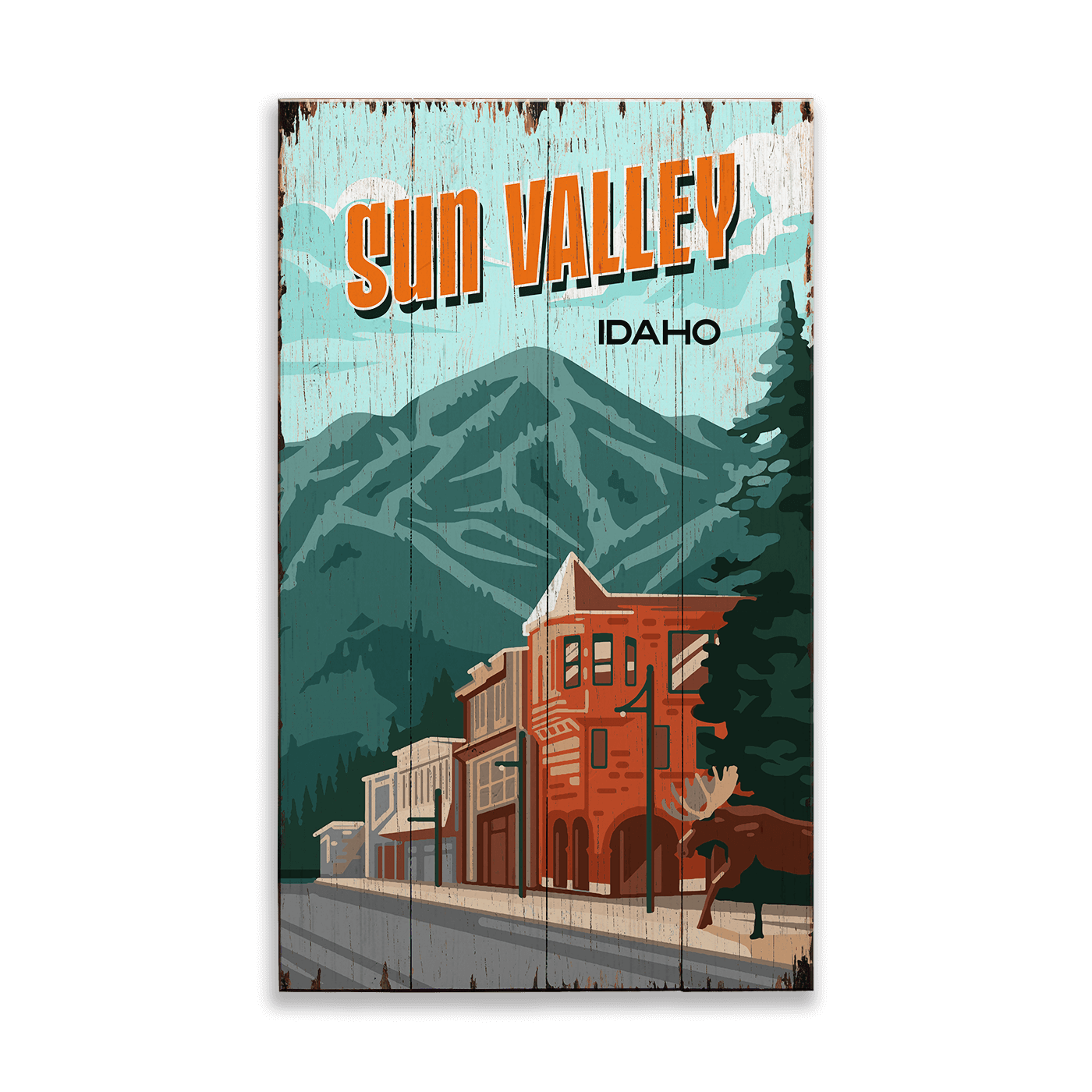 Sun Valley & Bald Mountain: Distressed Finish - Wood & Metal Wall Art