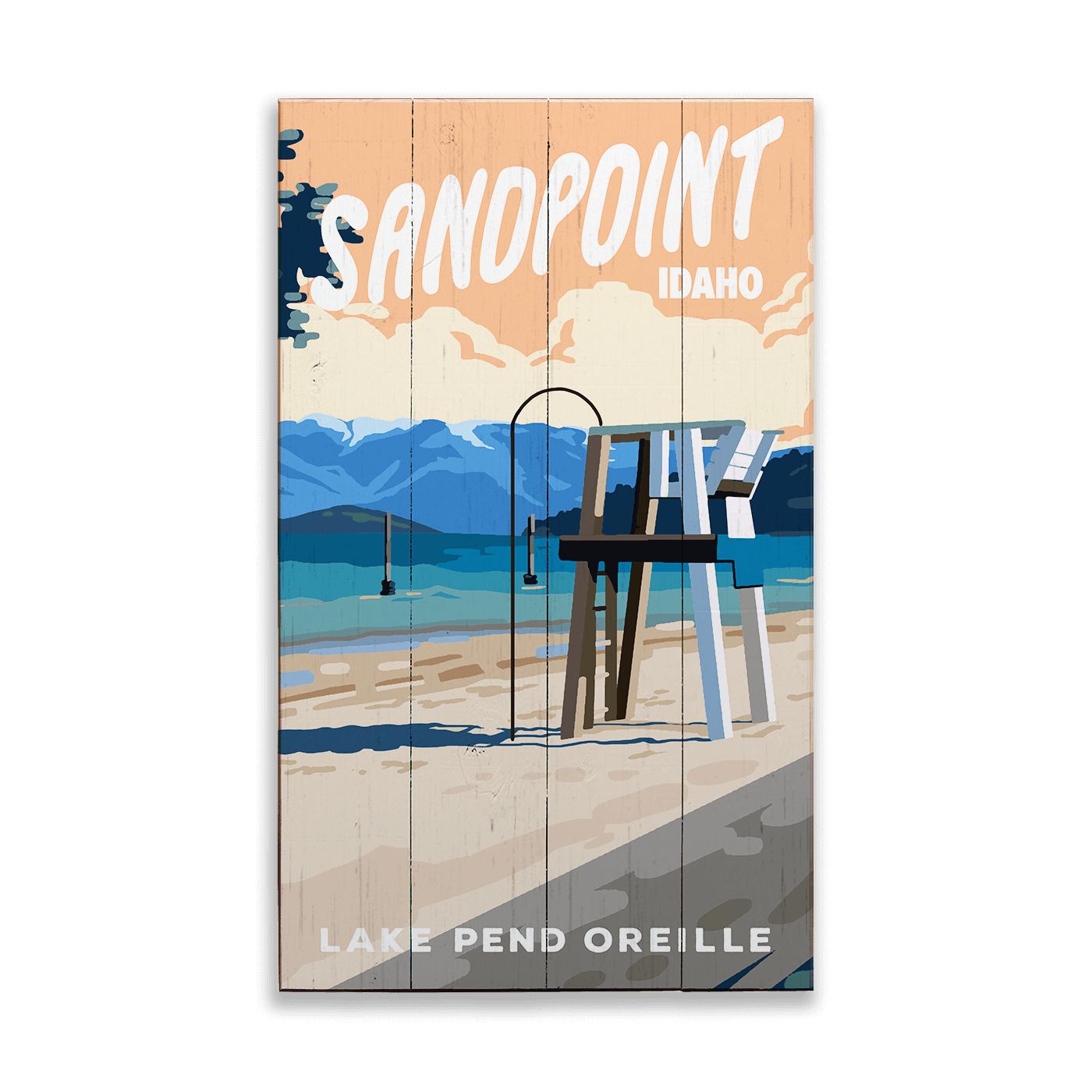 City Beach Scene: Smooth Finish - Wood & Metal Wall Art
