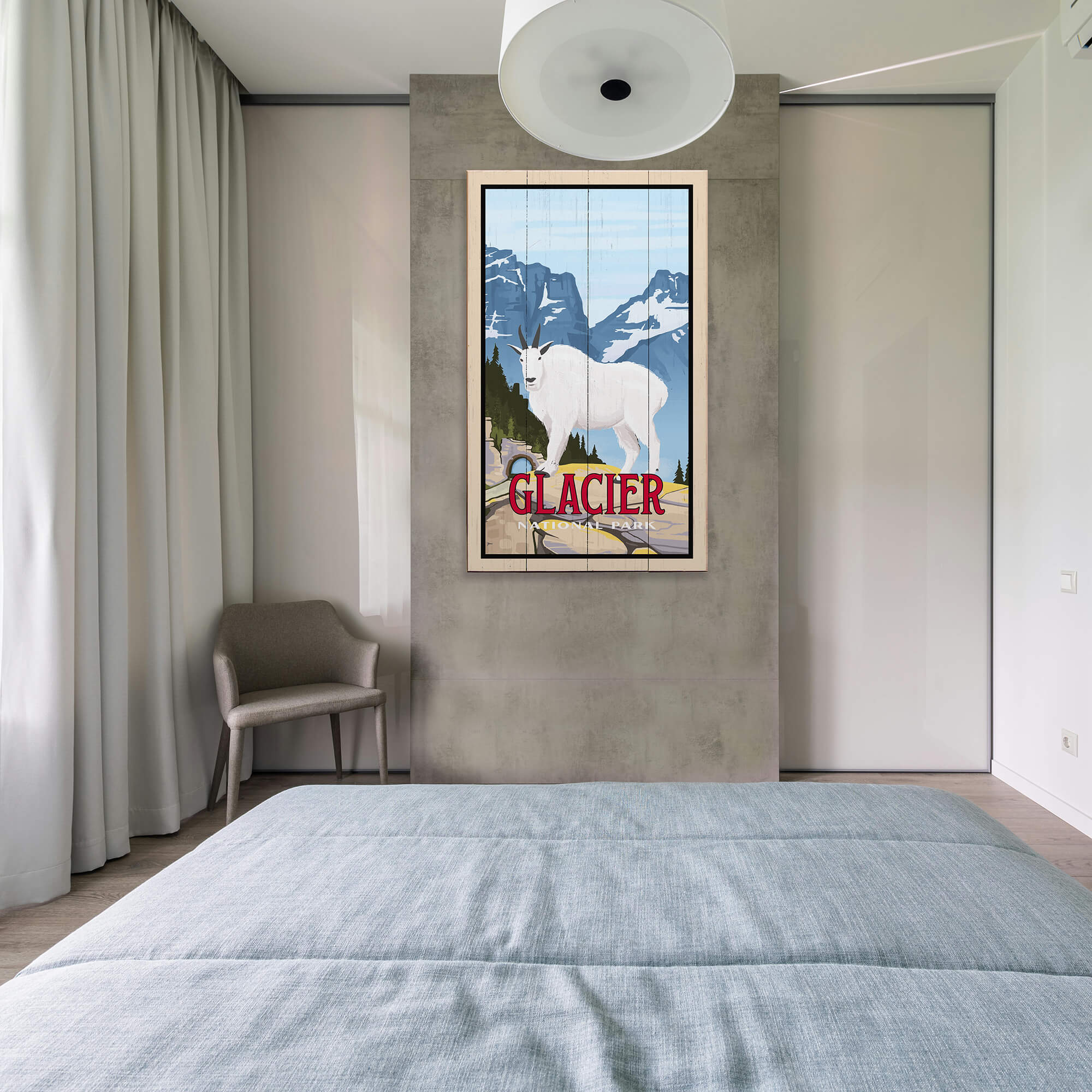 Mountain Goat at Glacier National Park: Smooth Finish - Wood & Metal Wall Art