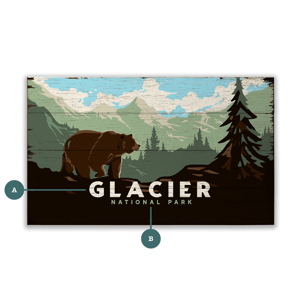 Grizzly at Glacier: Distressed Version - Wood & Metal Wall Art
