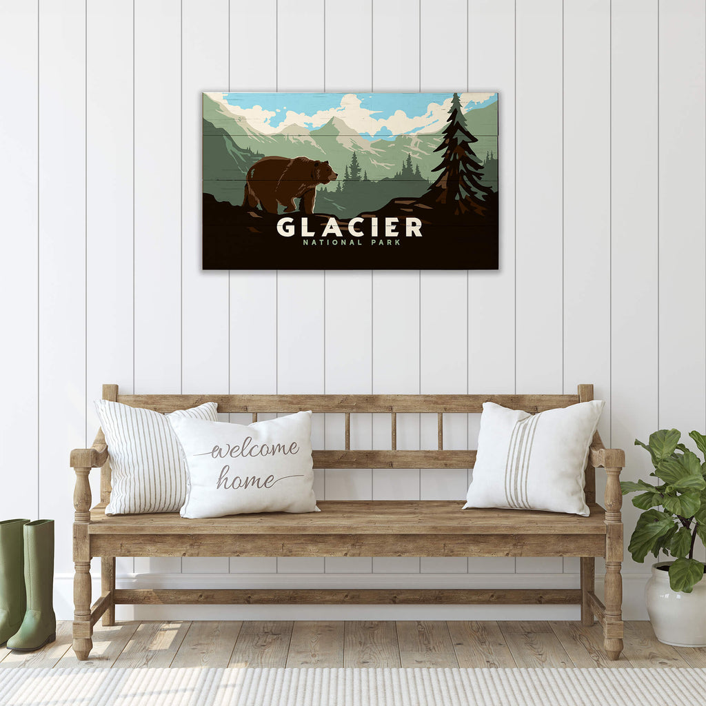 Grizzly at Glacier: Smooth Version - Wood & Metal Wall Art
