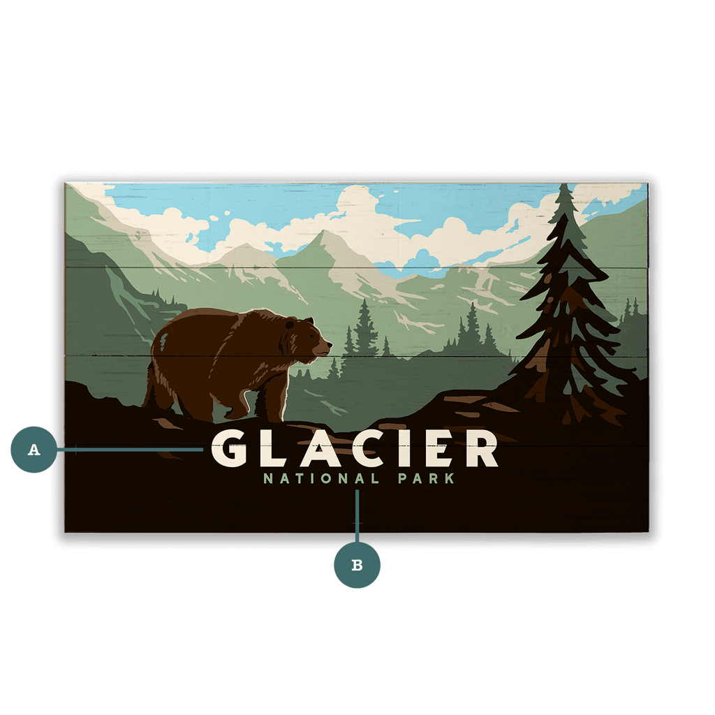 Grizzly at Glacier: Smooth Version - Wood & Metal Wall Art