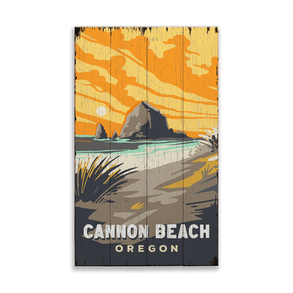 Cannon Beach Sunset - Wood & Metal Wall Art