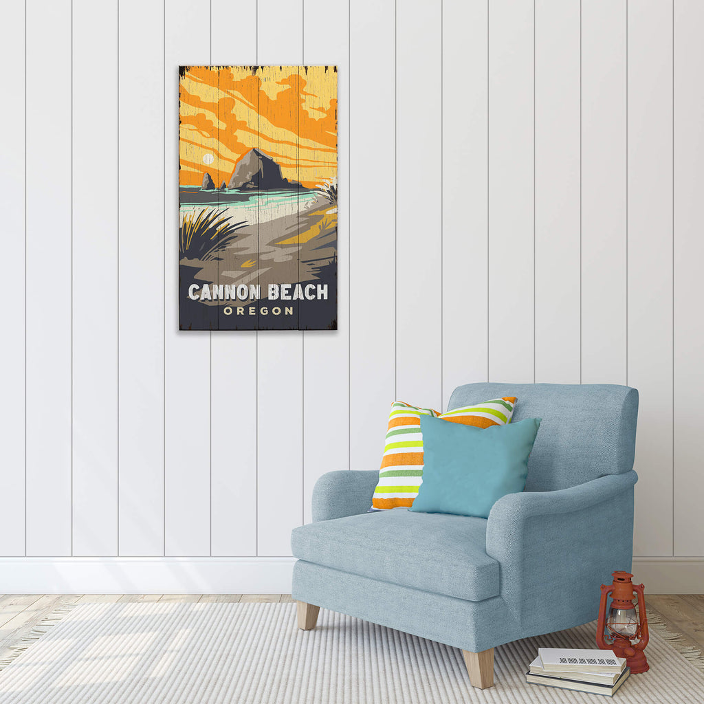 Cannon Beach Sunset - Wood & Metal Wall Art