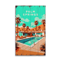 Palm Springs Pool Scene: Distressed Finish - Wood & Metal Wall Art