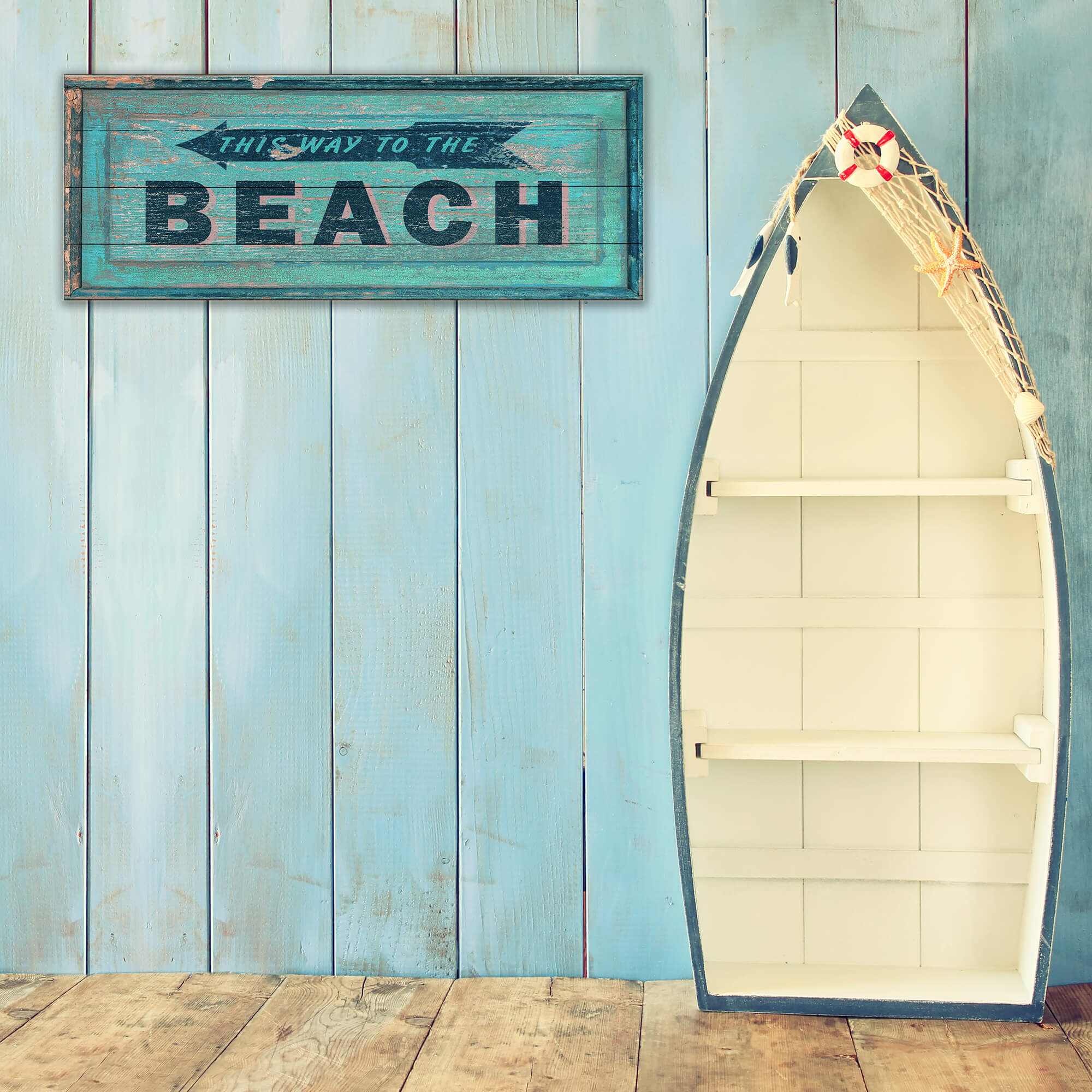 This Way to the Beach - Wood & Metal Wall Art
