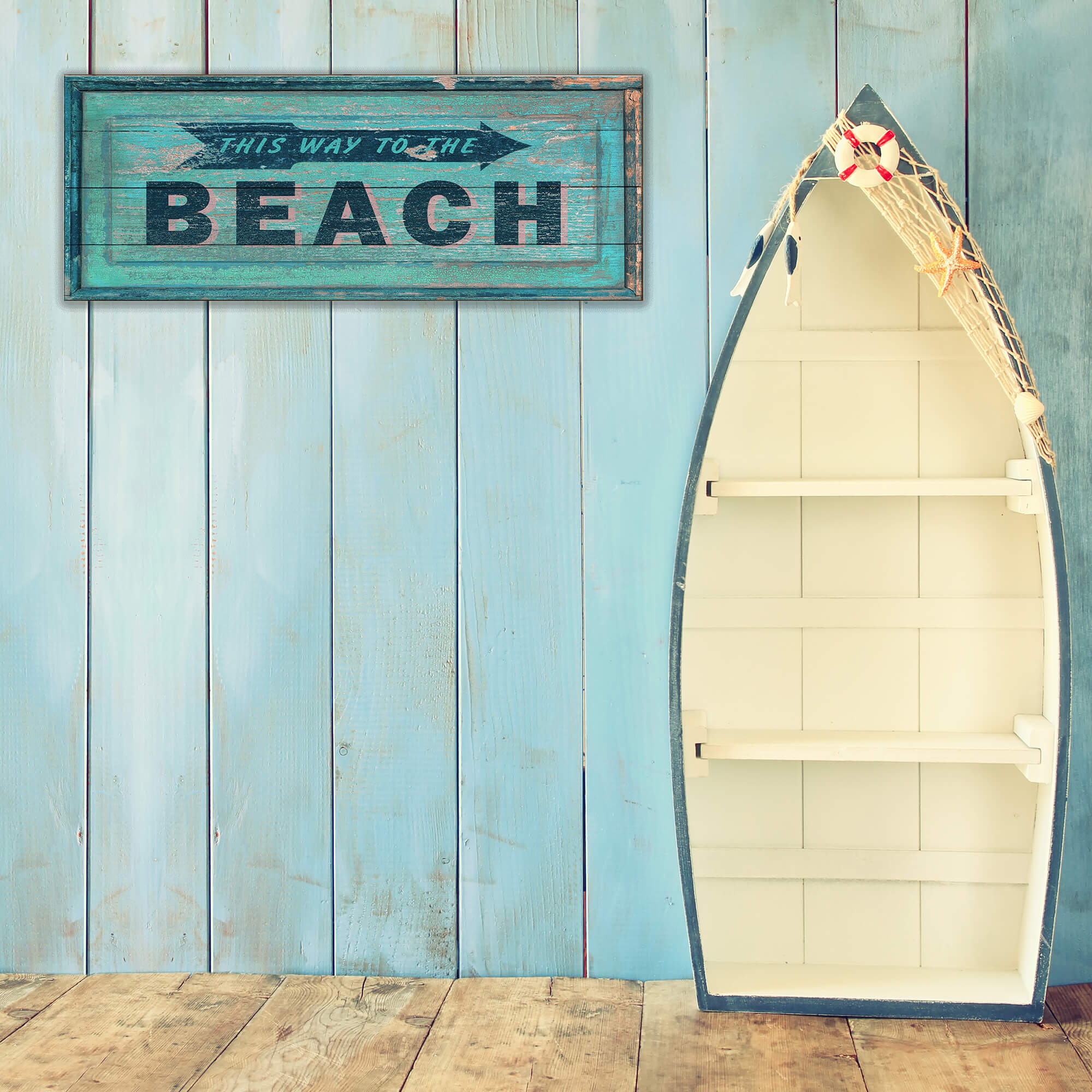 This Way to the Beach - Wood & Metal Wall Art