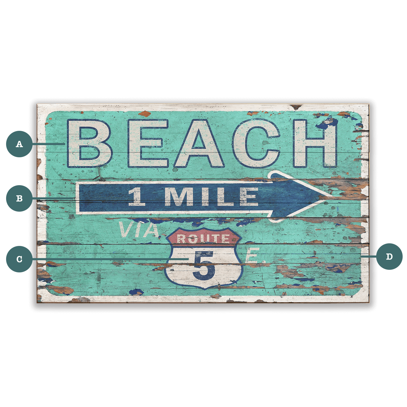 Route to the Beach - Wood & Metal Wall Art