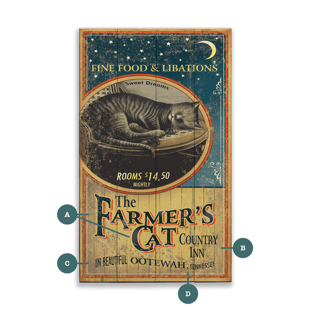The Farmer's Cat - Wood & Metal Wall Art