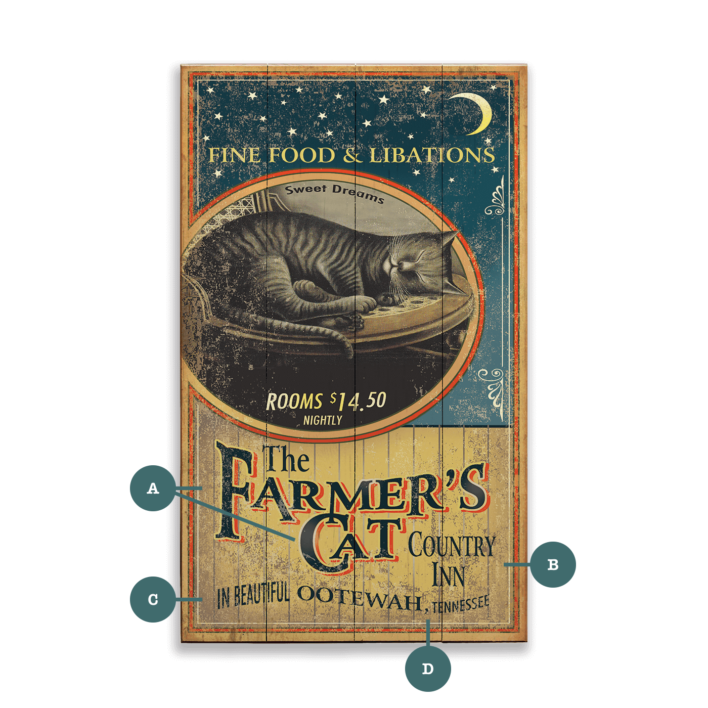The Farmer's Cat - Wood & Metal Wall Art