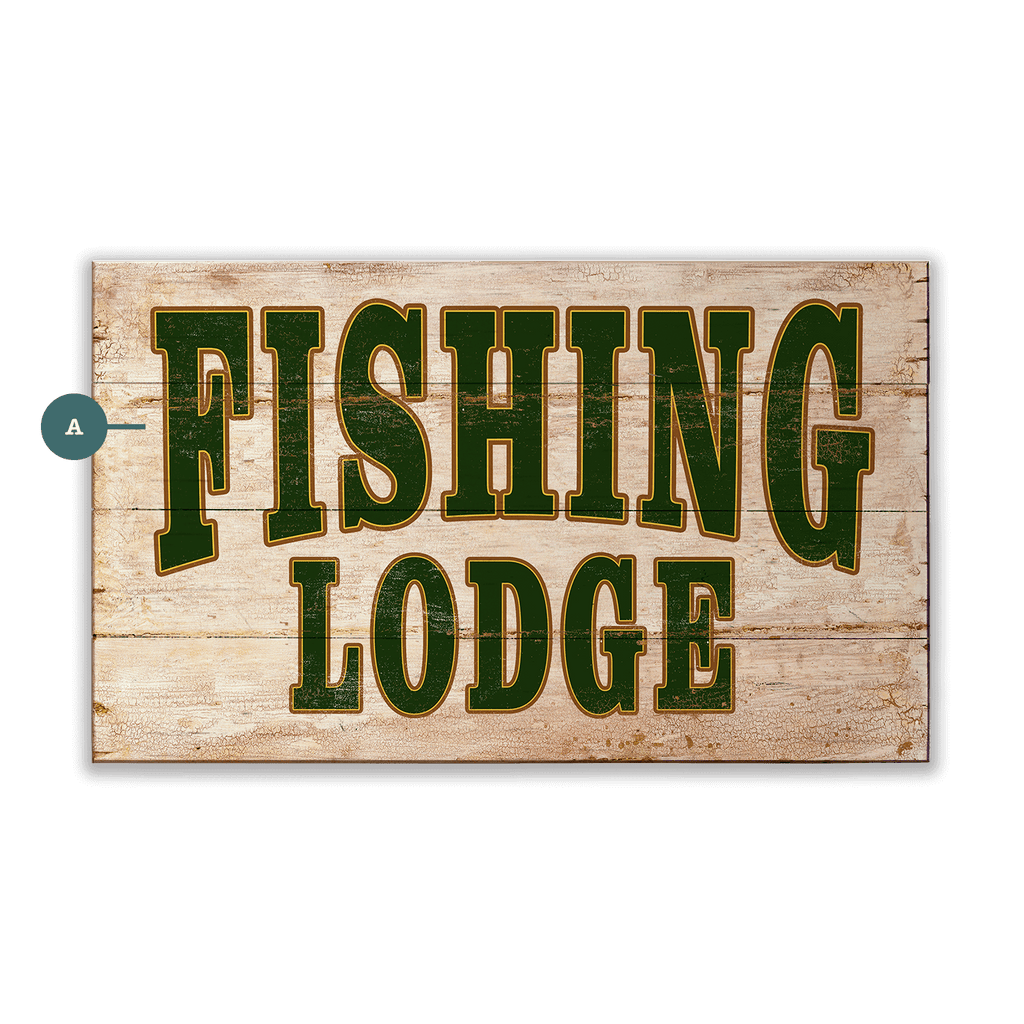 Fishing Lodge Sign - Wood & Metal Wall Art