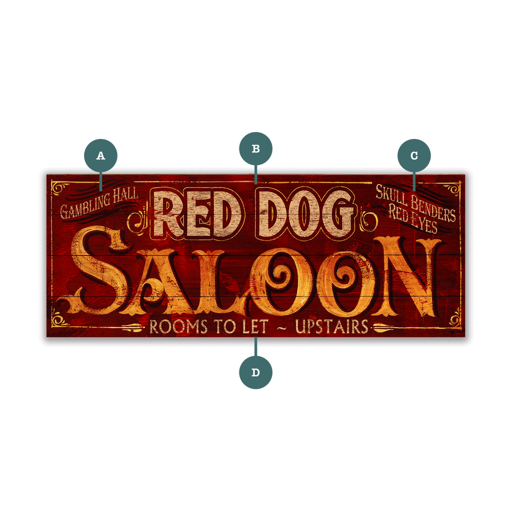 Red Dog Saloon - Wood & Metal Wall Art