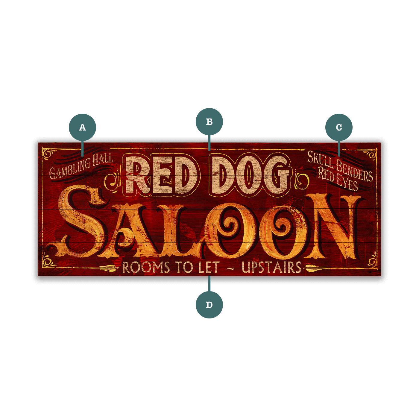 Red Dog Saloon - Wood & Metal Wall Art