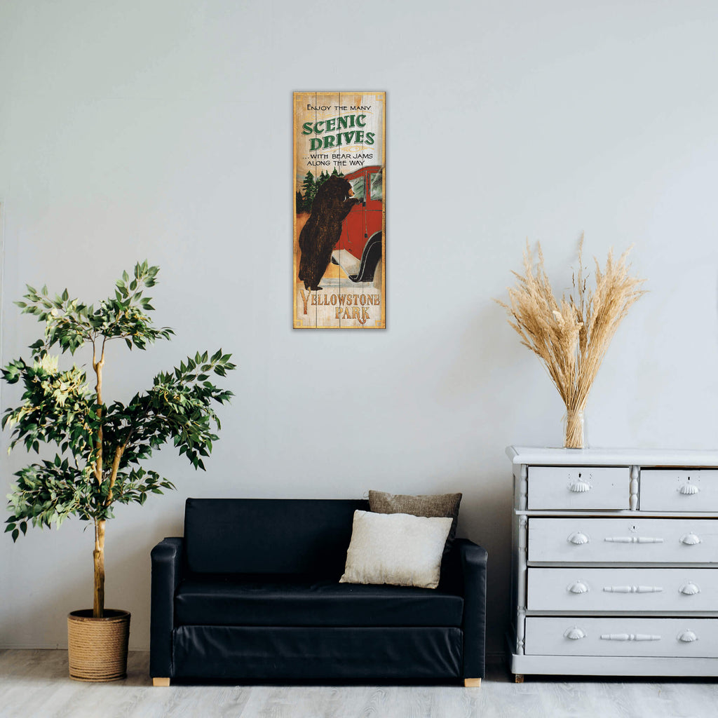 Scenic Drives with Bear Jams - Wood & Metal Wall Art