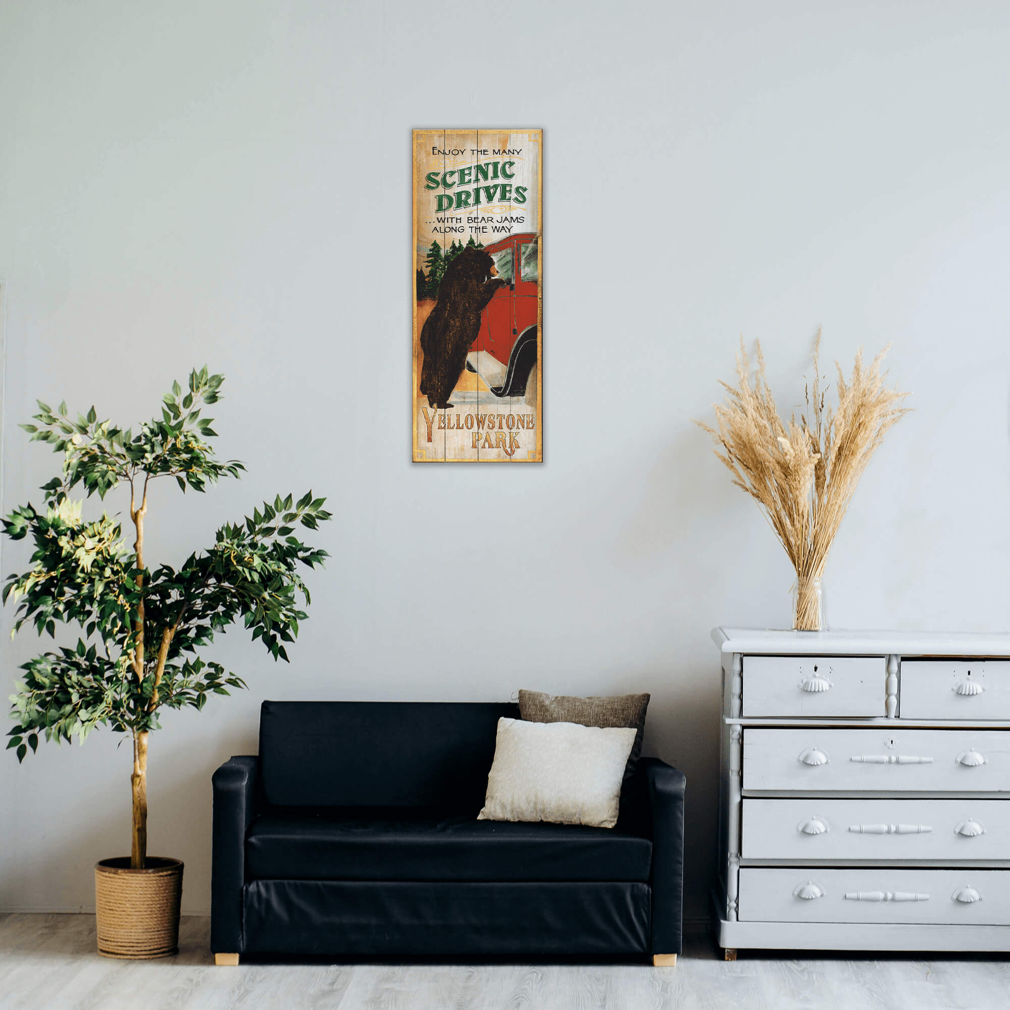 Scenic Drives with Bear Jams - Wood & Metal Wall Art