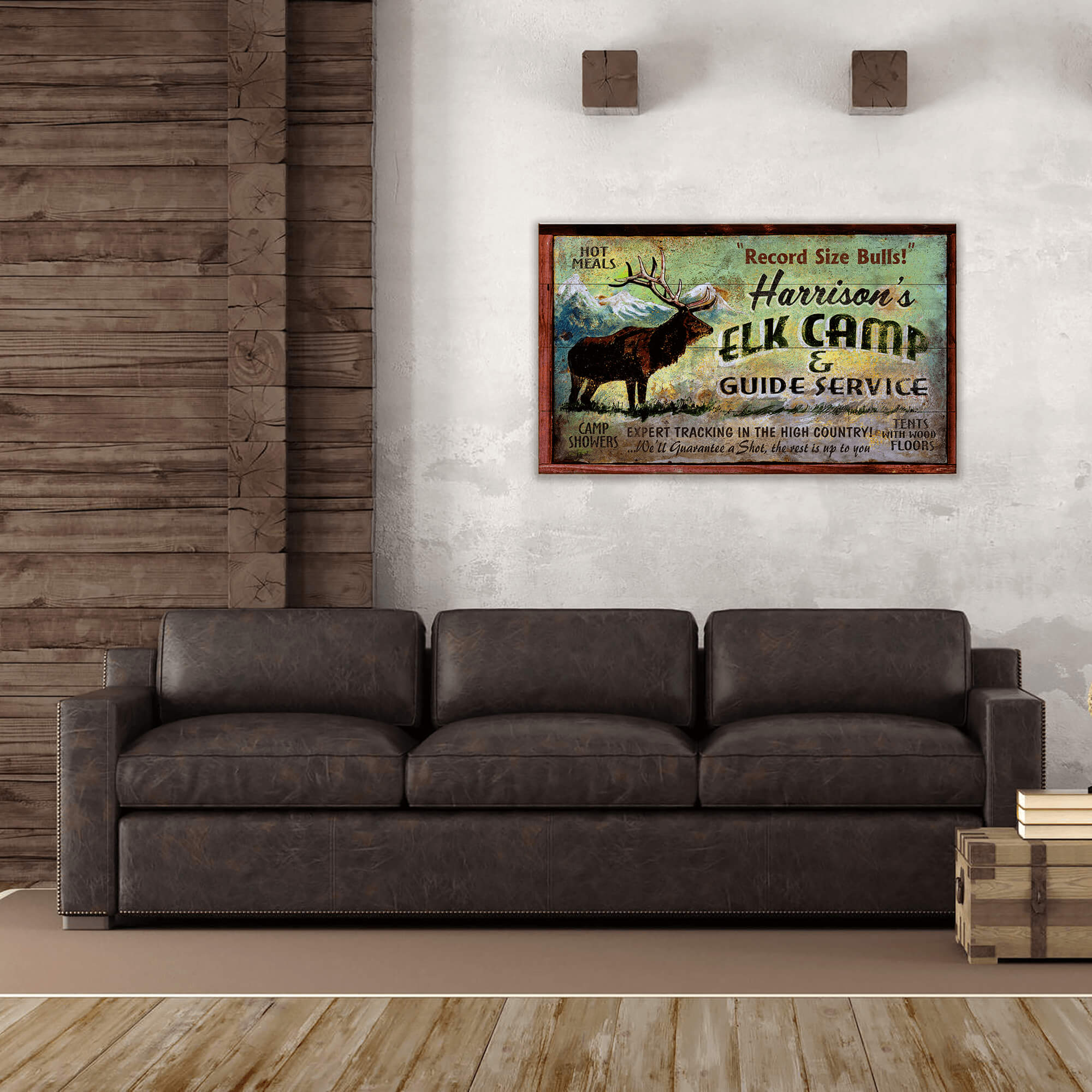 Elk Camp - Wood & Metal Wall Art