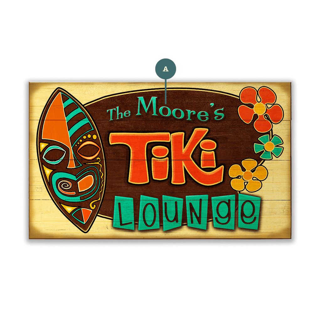Tropical Tiki Lounge: Personalized - Wood & Metal Wall Art