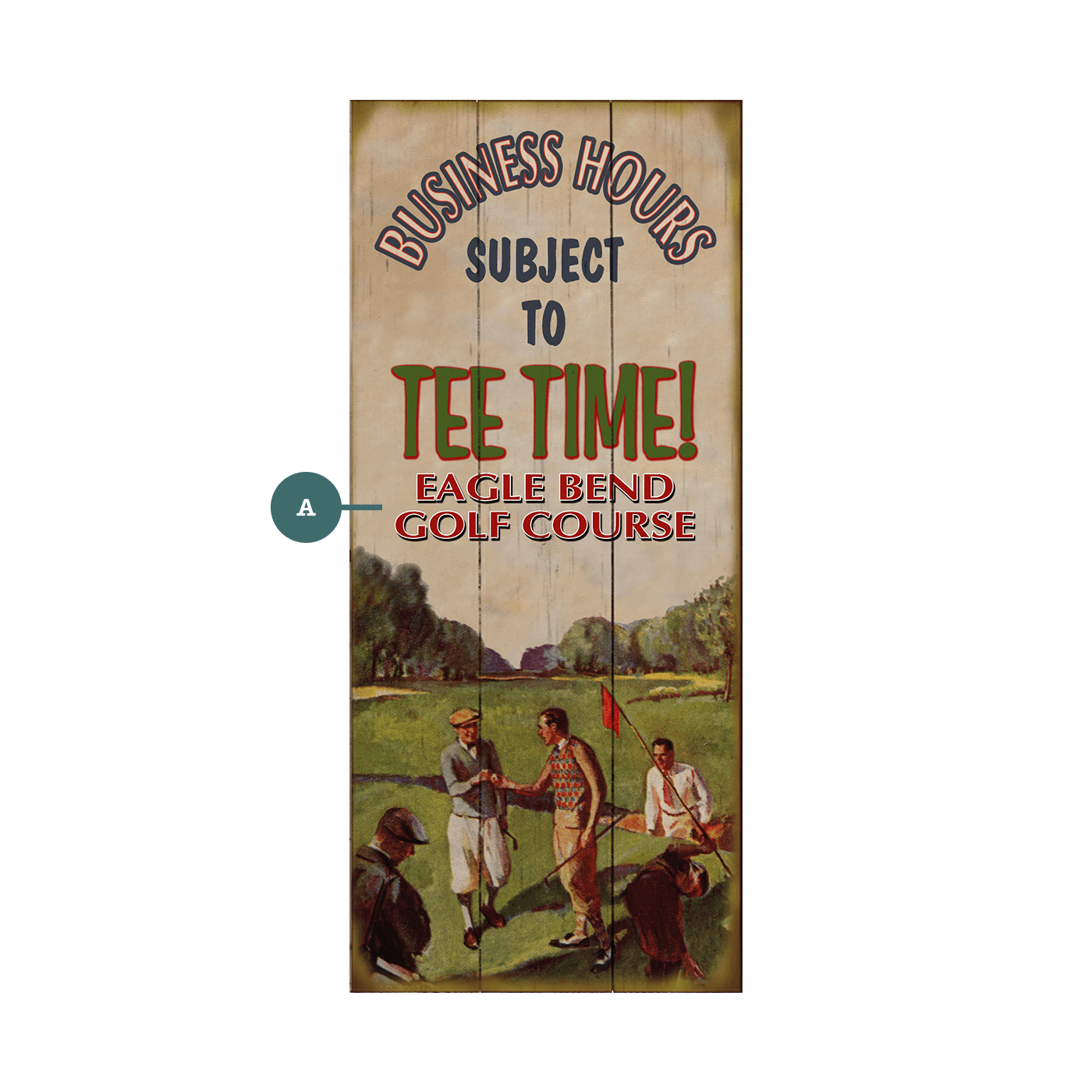 Business Hours Subject to Tee Time: Personalized - Wood & Metal Wall Art