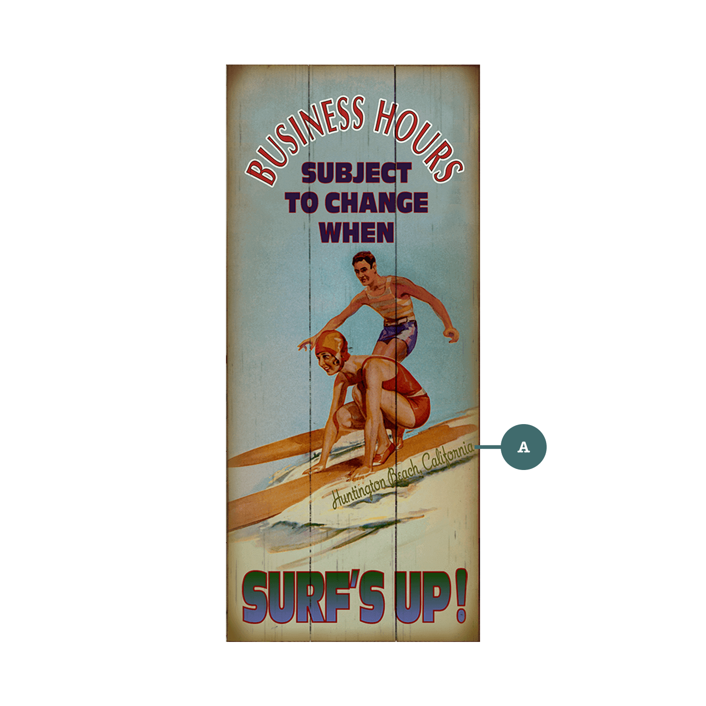 Surf's Up Business Hours - Wood & Metal Wall Art